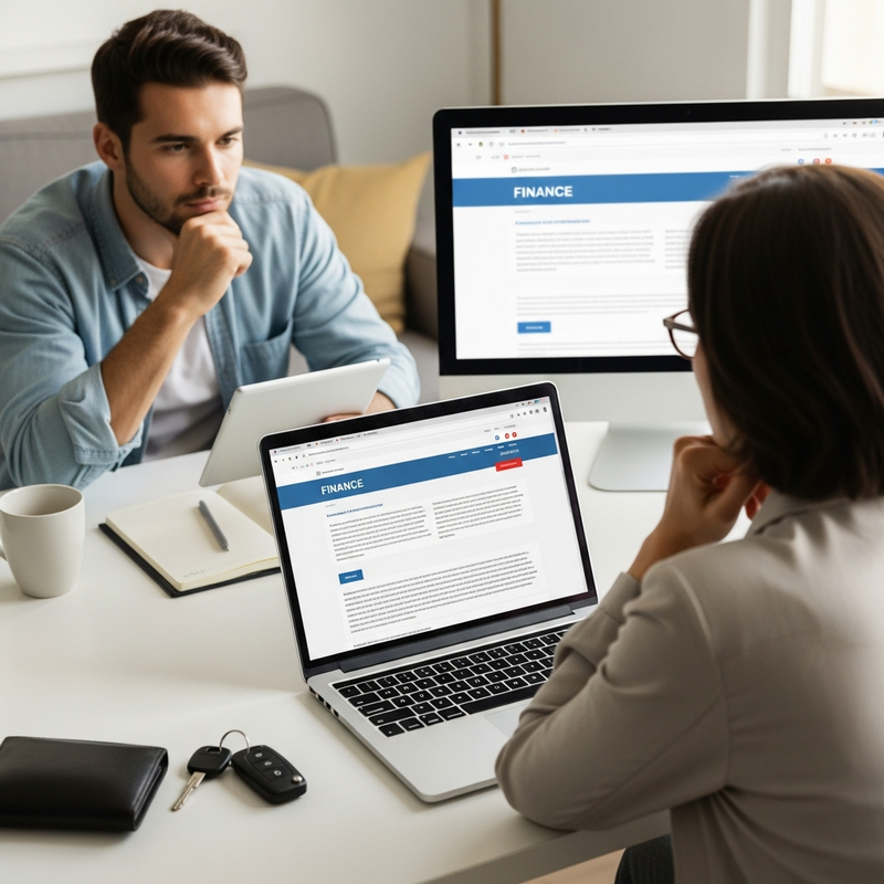 Person comparing auto insurance quotes on a laptop screen.