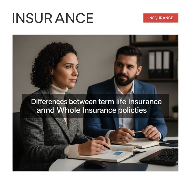 Comparison chart showing key features and benefits of term life and whole life insurance policies for financial planning